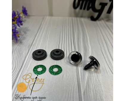 Глазки для игрушек с заглушками 18 мм №3 зеленый