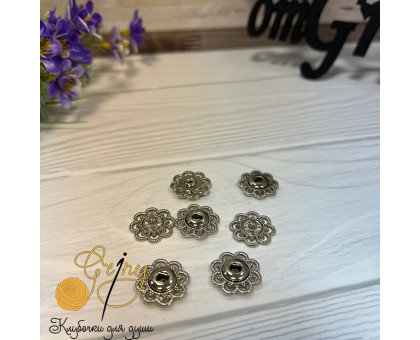 Кнопки декоративные цветок 21 мм никель
