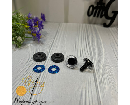 Глазки для игрушек с заглушками 18 мм №1 синий